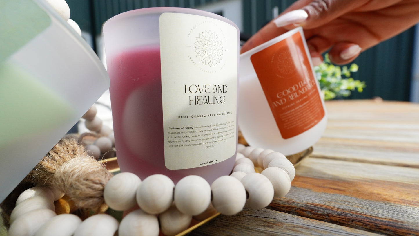 Love And Healing Rose Quartz Infused Candle - Pre Order